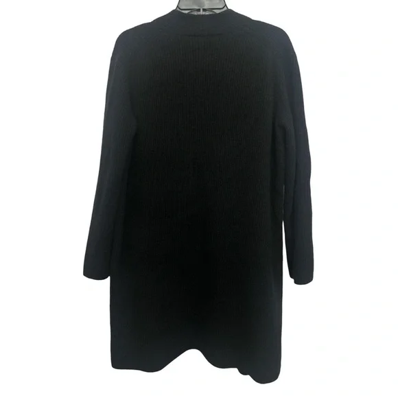 Ravella Winslet Cashmere Cardigan Coat Size Large In Caviar Black Rib Knit - Picture 4 of 8
